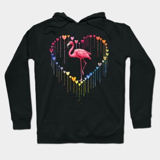 Flamingo Love Heart For Valentines Day Hoodie